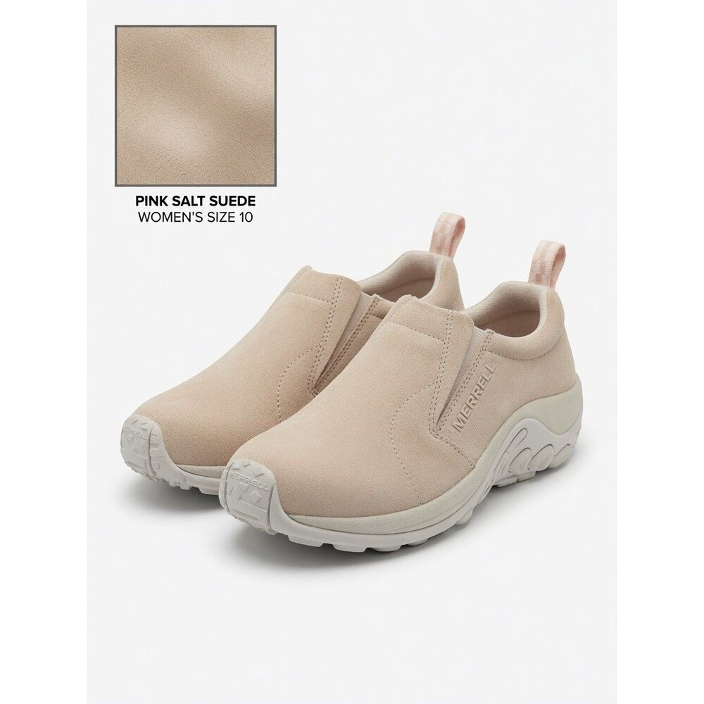 Merrell Jungle Moc Slip On Suede Shoes Womens 10 Pink Salt Beige Dual Density EU